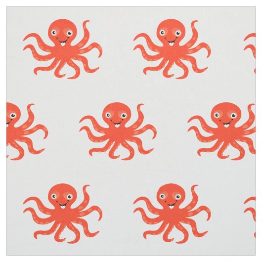 Happy Orange Cartoon Octopus Stoff (Muster)