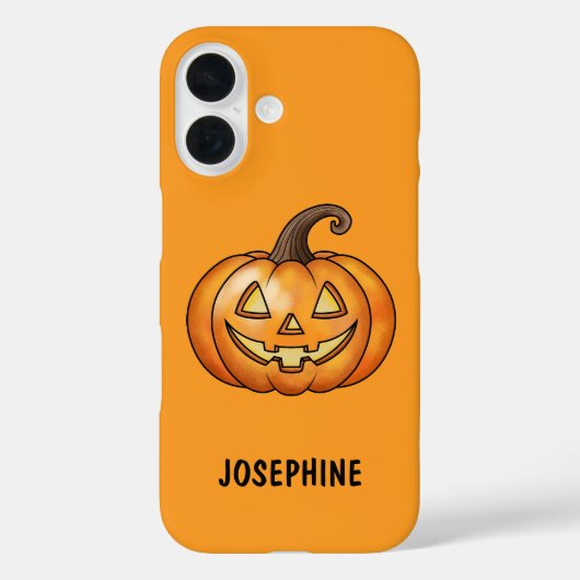 Happy Orange Cartoon Pumpkin mit Namen Halloween Case-Mate iPhone Hülle (Rückseite)