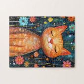 Happy Orange Cat Whimsikale Blume Puzzle (Horizontal)