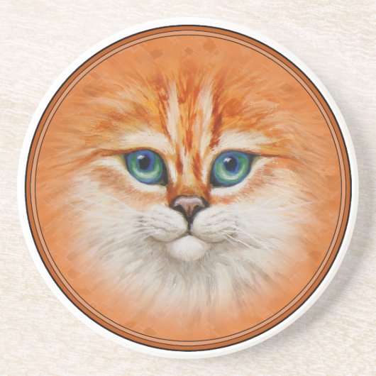 Happy Orange Kitty Face Getränkeuntersetzer (Vorne)