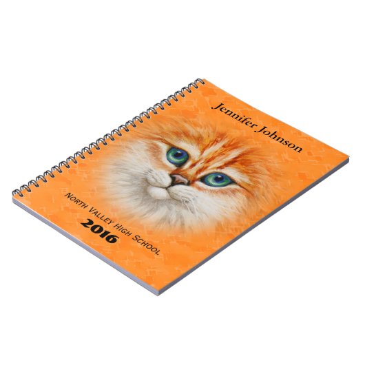 Happy Orange Kitty Face Notizblock (Linke Seite)