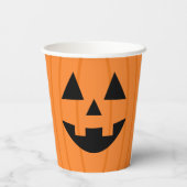 Happy Orange Pumpkin Smile Halloween Pappbecher (Rückseite)