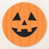 Happy Orange Pumpkin Smile Halloween Runder Pappuntersetzer (Vorderseite)