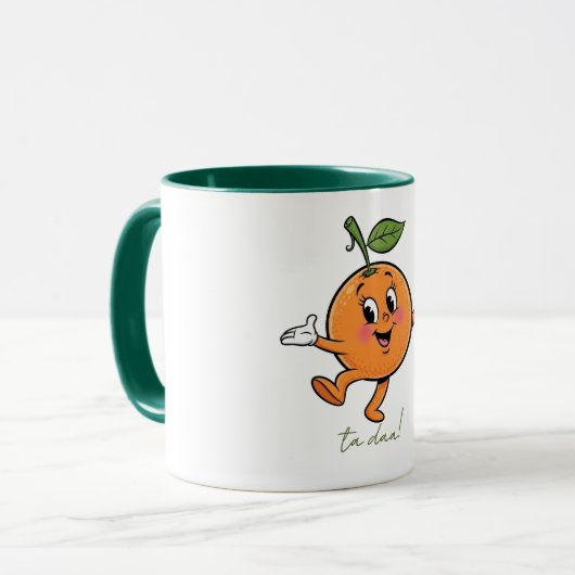 Happy Orange Ta Daa Tasse (Vorderseite Links)