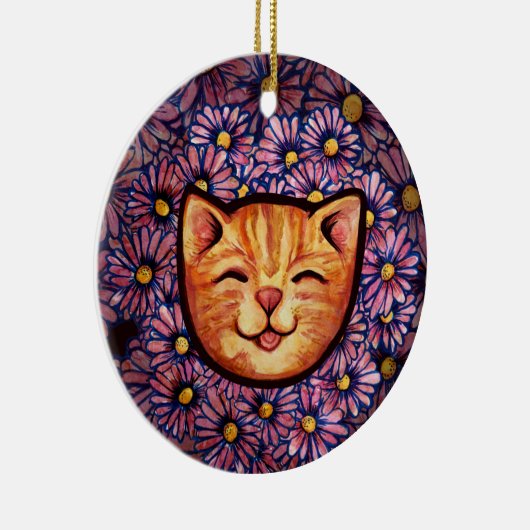Happy Orange tabby Cat Keramik Ornament (Rechts)