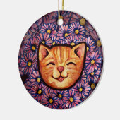 Happy Orange tabby Cat Keramik Ornament (Links)