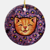 Happy Orange tabby Cat Keramik Ornament (Hinten)