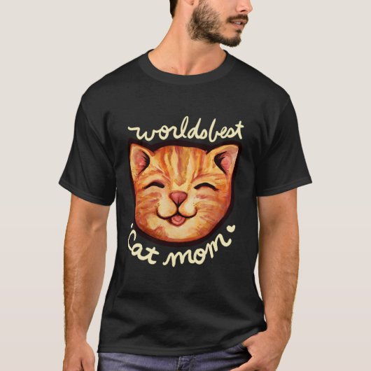 Happy Orange Tabby Cat Mama T-Shirt (Vorderseite)