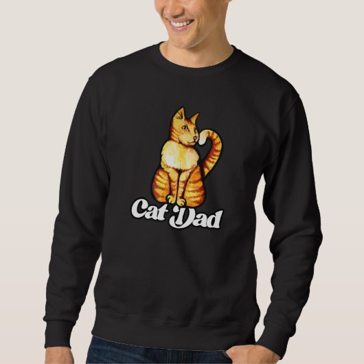Happy Orange Tabby Cat Vater Sweatshirt (Vorderseite)