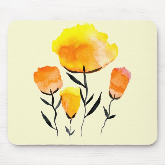 Happy orange und gelbe Blumen Mousepad (Vorne)