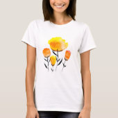 Happy orange und gelbe Blumen T-Shirt (Vorderseite)