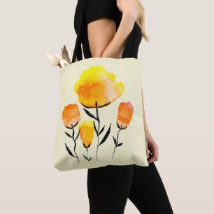 Happy orange und gelbe Blumen Tasche