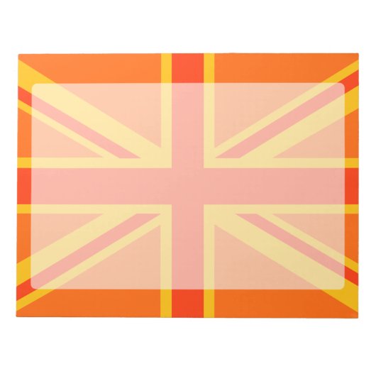Happy Orange Union Jack British Flag Swag Notizblock (Vorderseite)