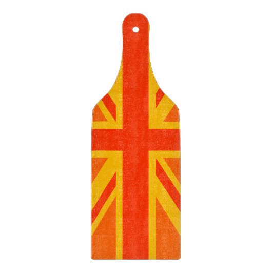 Happy Orange Union Jack British Flag Swag Schneidebrett (Vorderseite)