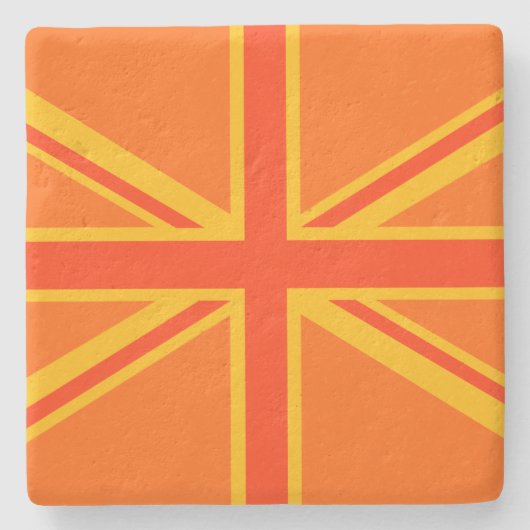 Happy Orange Union Jack British Flag Swag Steinuntersetzer (Vorderseite)
