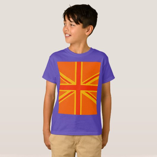 Happy Orange Union Jack British Flag Swag T-Shirt (Vorne ganz)
