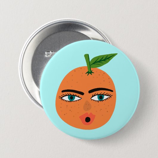 Happy Orange Whimsical Button (Vorne & Hinten)