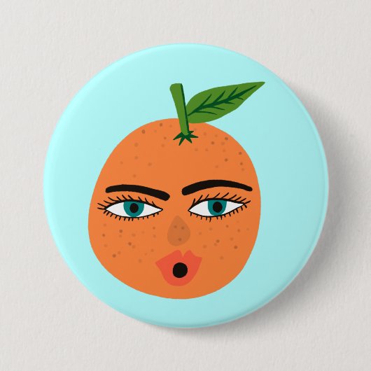 Happy Orange Whimsical Button (Vorderseite)
