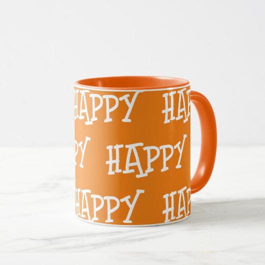 Happy Orange White Tasse (VorderseiteRechts)