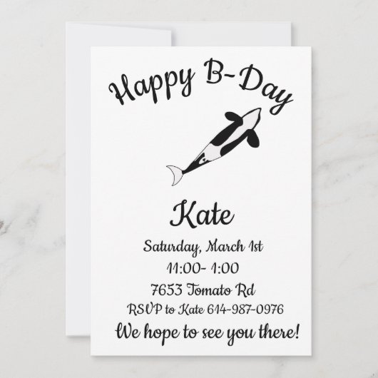 Happy Orca Whale Einladung (Vorderseite)