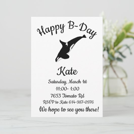 Happy Orca Whale Einladung (Stehend Vorderseite)