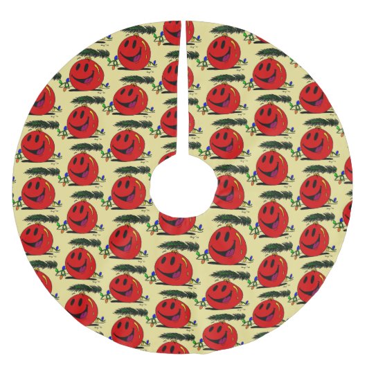 Happy Ornament Tree Skirt Polyester Weihnachtsbaumdecke (Vorderseite)