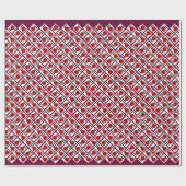 Happy Ornament w Red Stripe Wrapping Paper Geschenkpapier (Flach)