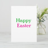 Happy Oster boho grün rosa Kinder geben Namen Einladung (Stehend Vorderseite)