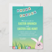 Happy Oster, Bunny & Eggs Osterbrunch Einladung (Vorderseite)