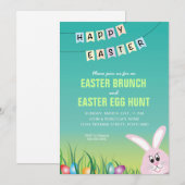 Happy Oster, Bunny & Eggs Osterbrunch Einladung (Vorne/Hinten)