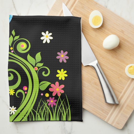 Happy Oster Floral Hintergrund Geschirrtuch (Viertel Falte)