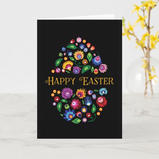 Happy Oster - Folklore inspirierte Karte (Gelbe Blume)