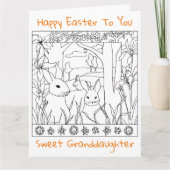 Happy Oster Grandtochter Coloring Page Rabbits Karte (Vorderseite)