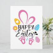 Happy Oster Niedlich Bunny mit Ostereiern Einladung (Stehend Vorderseite)