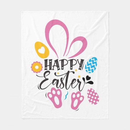Happy Oster Niedlich Bunny mit Ostereiern Fleecedecke (Vorderseite)