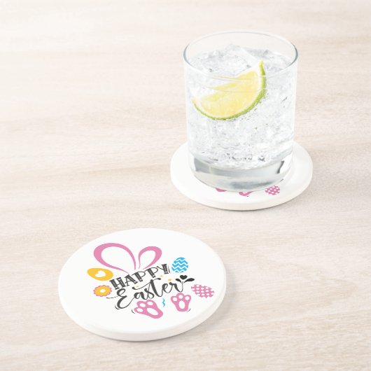 Happy Oster Niedlich Bunny mit Ostereiern Getränkeuntersetzer (Seite)