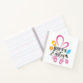 Happy Oster Niedlich Bunny mit Ostereiern Notizblock