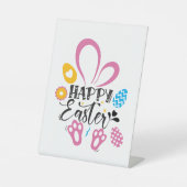 Happy Oster Niedlich Bunny mit Ostereiern Sockelschild (Vorderseite)