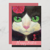 Happy Oster Tuxedo Katze Illustration Feiertagskarte (Vorne/Hinten)
