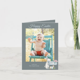 Happy Osterbaby Junge personalisiertes Foto Feiertagskarte