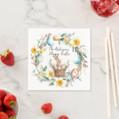 Happy Osterbanny mit Korb und blumengeschmückten O Serviette (Beispiel)