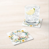 Happy Osterbanny und blumengeschmückte Osterfeier Rechteckiger Pappuntersetzer (Vor Ort)