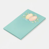 Happy Ostereier in weichblauer Blütengestaltung Post-it Klebezettel (angewinkelt)