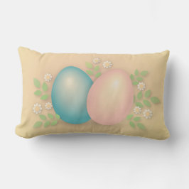 Happy Ostereier und Blume pastellgelb Lendenkissen