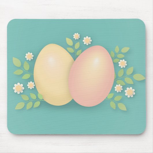 Happy Ostereier und Blume weich rosa gelb Mousepad (Vorne)
