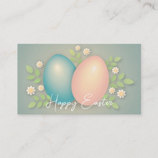Happy Ostereier und Frühlingsblumen weich blau Begleitkarte (Vorderseite)