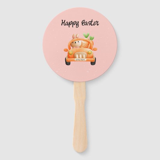Happy Osterfahrer auf rosa Fächer (Vorderseite)