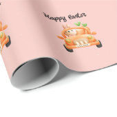 Happy Osterfahrer auf rosa Geschenkpapier (Rolleneckpunkt)