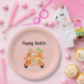Happy Osterfahrer auf rosa Pappteller (Party)