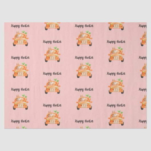 Happy Osterfahrer auf rosa Seidenpapier (Vorderseite)